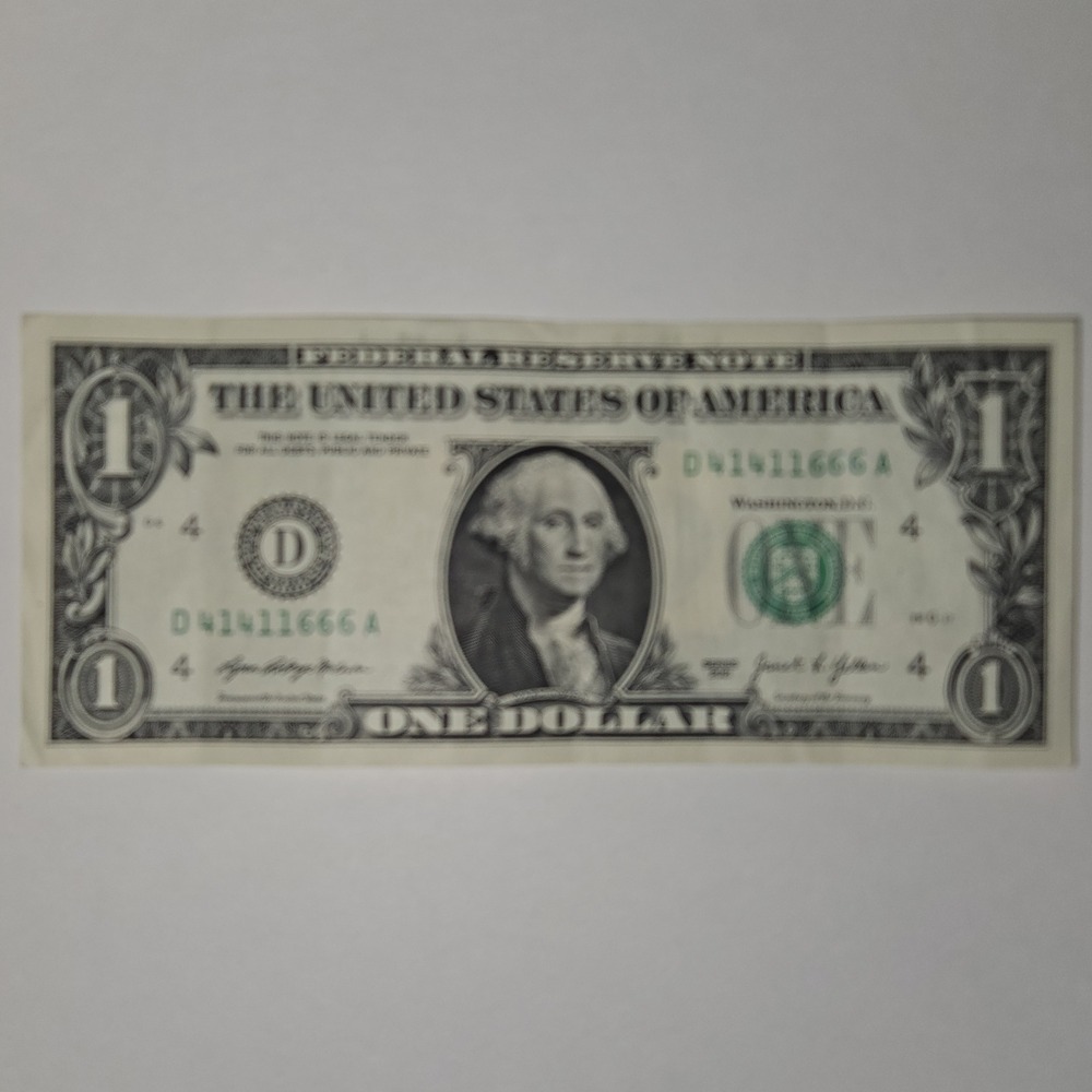 2021 One Dollar Bill Trinary Note D41411666A Cleveland Federal Reserve (B271) - Picture 2 of 4